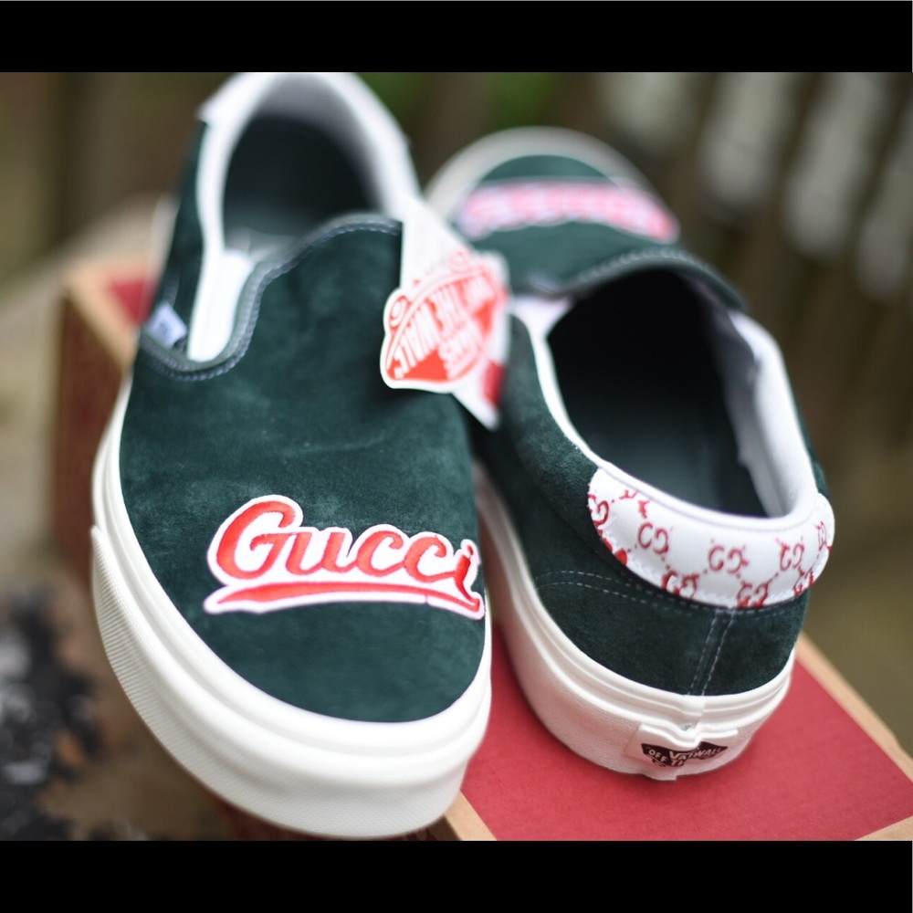 Vans Slip-On 59 Pig Suede Green Red Custom